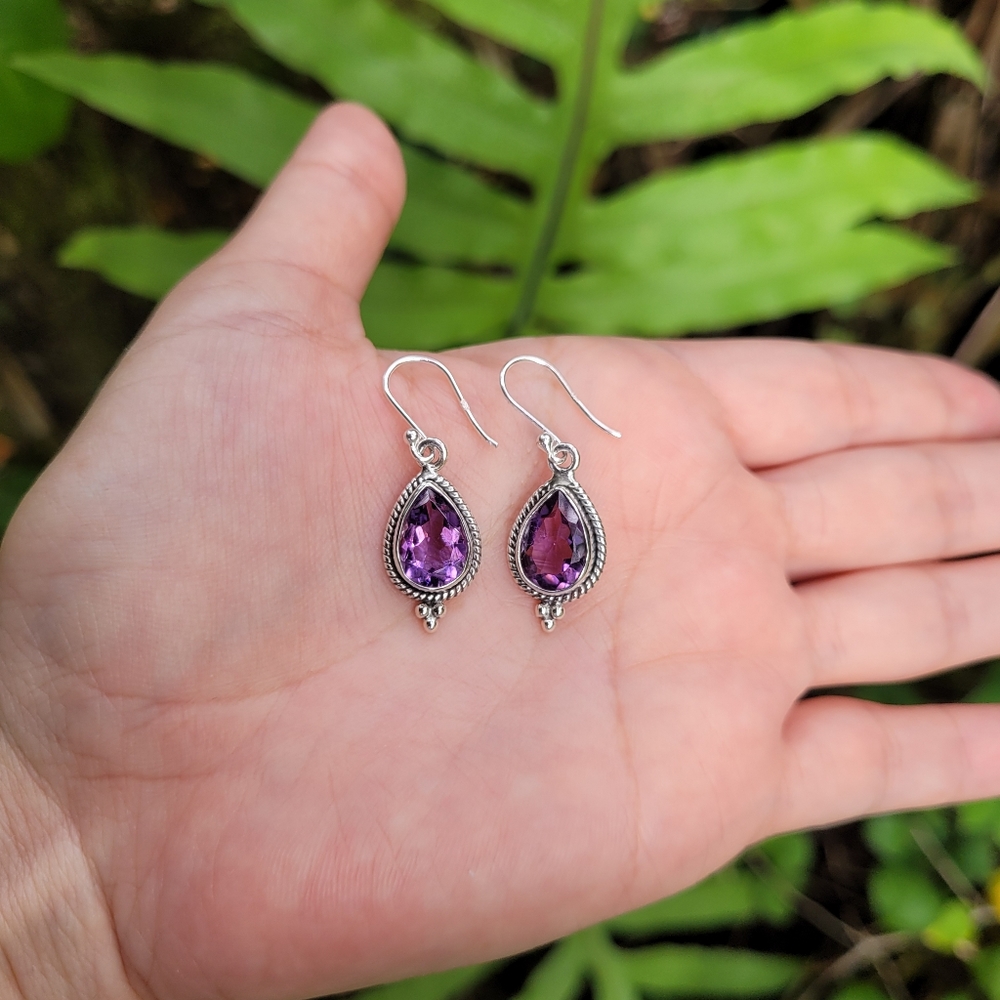 Shivam Amethyst💜 Teardrop💧Earrings - Picture 7 of 14
